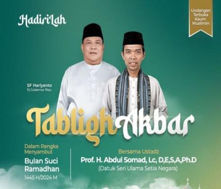 Tablig akbar bersama Ustadz Abdul Somad di Masjid An-Nur Riau (foto/int)
